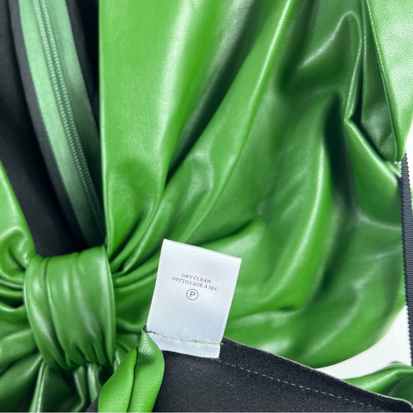 A.L.C. Lexi Faux Leather Cut Out Mini Flounce Hem Dress Size 6 Forest Green - Picture 10 of 13